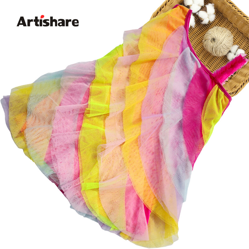 Tüdrukute suvekleidid Vikerkaare triibuline kleit tüdrukutele Varrukateta lastekleidid vabaaja stiilis riided tüdruk