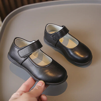 Pantofi din piele pentru copii pentru fete, moale, lucioase, patru anotimpuri, negru, uniformă, pantofi de școală, copii, versatili, prințesă, vânt coreean