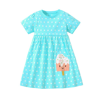 Jumping Meters 2-7 ετών Summer Princess Baby Girls Dresses Dots παγωτό απλικέ πάρτι γενεθλίων Παιδικά κοντομάνικα φορέματα
