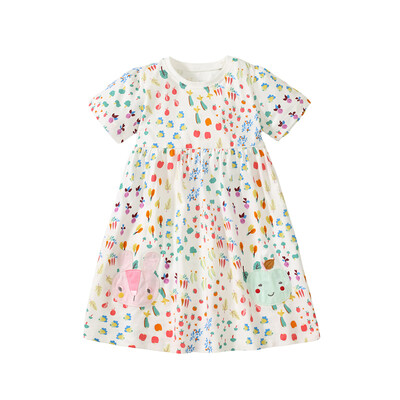 Jumping Meters 2-7 ετών Summer Princess Baby Girls Dresses Dots παγωτό απλικέ πάρτι γενεθλίων Παιδικά κοντομάνικα φορέματα