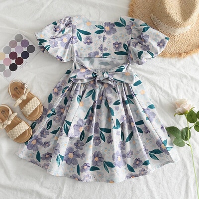 Menoea Summer Floral Print Lolita Παιδικά Ρούχα Γλυκό Φόρεμα Κοριτσίστικα Κομψό Παιδικό Εφηβικό Πάρτυ Princess Sundress 2 7 ετών
