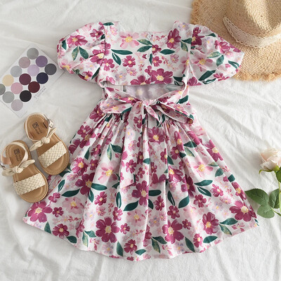 Menoea Summer Floral Print Lolita Παιδικά Ρούχα Γλυκό Φόρεμα Κοριτσίστικα Κομψό Παιδικό Εφηβικό Πάρτυ Princess Sundress 2 7 ετών