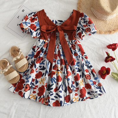 Menoea Summer Floral Print Lolita Παιδικά Ρούχα Γλυκό Φόρεμα Κοριτσίστικα Κομψό Παιδικό Εφηβικό Πάρτυ Princess Sundress 2 7 ετών