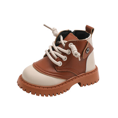 Παιδικά φθινοπωρινά μποτάκια Πλατφόρμα ματ συνονθύλευμα φερμουάρ Παιδική κοντή μπότα Pu δερμάτινη εύκαμπτη τριών χρωμάτων 21-30 για αγόρια κορίτσια