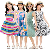 Uued suvised lastekleidid Boheemlas stiilis rannakleidid tüdrukutele Lilleprintidega väikelaste tüdrukute kleidid 2-11T Lastele pikad kleidid