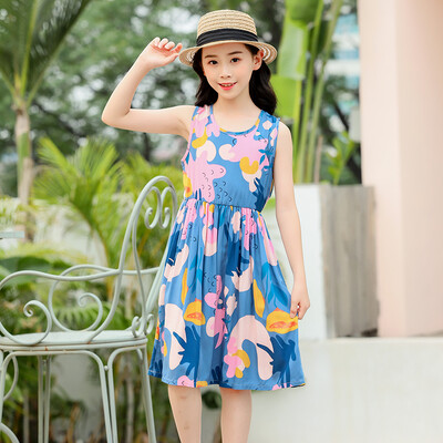 Uued suvised lastekleidid Boheemlas stiilis rannakleidid tüdrukutele Lilleprintidega väikelaste tüdrukute kleidid 2-11T Lastele pikad kleidid