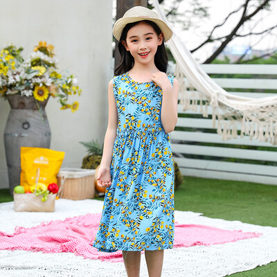 Uued suvised lastekleidid Boheemlas stiilis rannakleidid tüdrukutele Lilleprintidega väikelaste tüdrukute kleidid 2-11T Lastele pikad kleidid