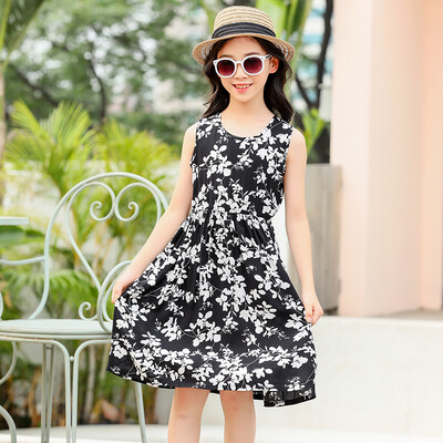 Uued suvised lastekleidid Boheemlas stiilis rannakleidid tüdrukutele Lilleprintidega väikelaste tüdrukute kleidid 2-11T Lastele pikad kleidid