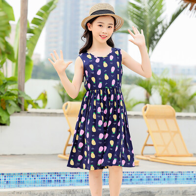 Uued suvised lastekleidid Boheemlas stiilis rannakleidid tüdrukutele Lilleprintidega väikelaste tüdrukute kleidid 2-11T Lastele pikad kleidid