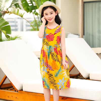 Uued suvised lastekleidid Boheemlas stiilis rannakleidid tüdrukutele Lilleprintidega väikelaste tüdrukute kleidid 2-11T Lastele pikad kleidid