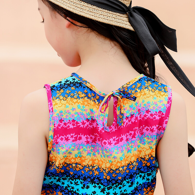 Uued suvised lastekleidid Boheemlas stiilis rannakleidid tüdrukutele Lilleprintidega väikelaste tüdrukute kleidid 2-11T Lastele pikad kleidid