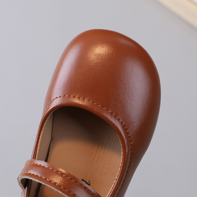Dječje dječje jednostruke cipele Smeđe okrugle kožne cipele za dječake i djevojčice Dječje kožne cipele Jednobojne, meke neklizajuće, dječje sandale za bebe
