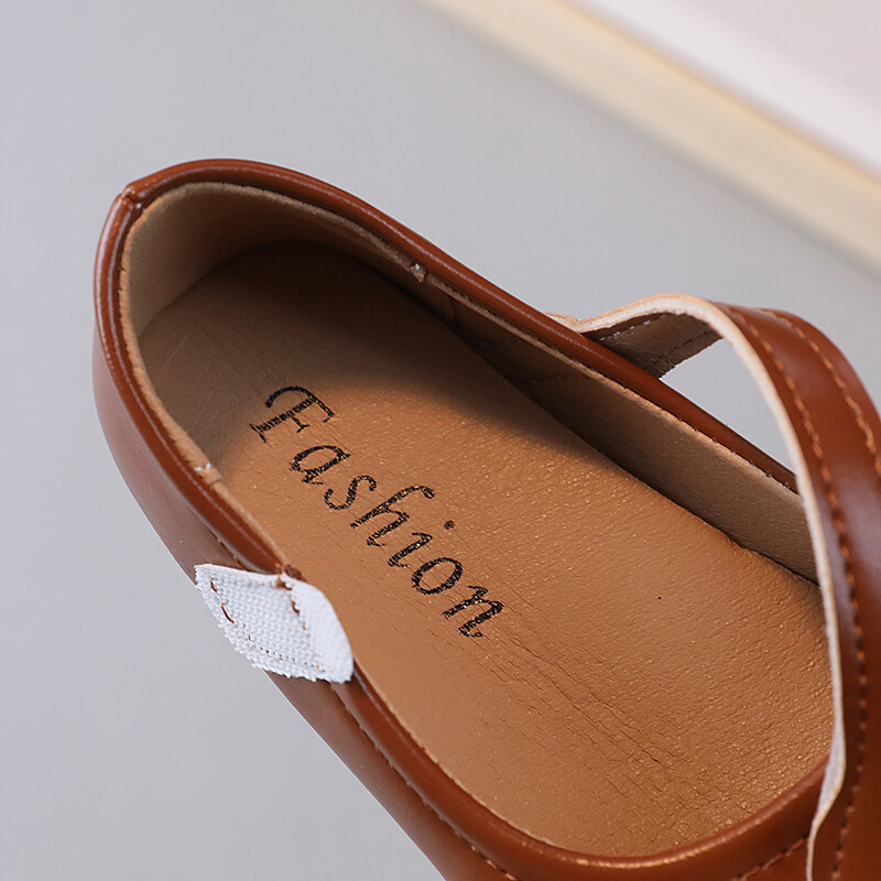 Dječje dječje jednostruke cipele Smeđe okrugle kožne cipele za dječake i djevojčice Dječje kožne cipele Jednobojne, meke neklizajuće, dječje sandale za bebe