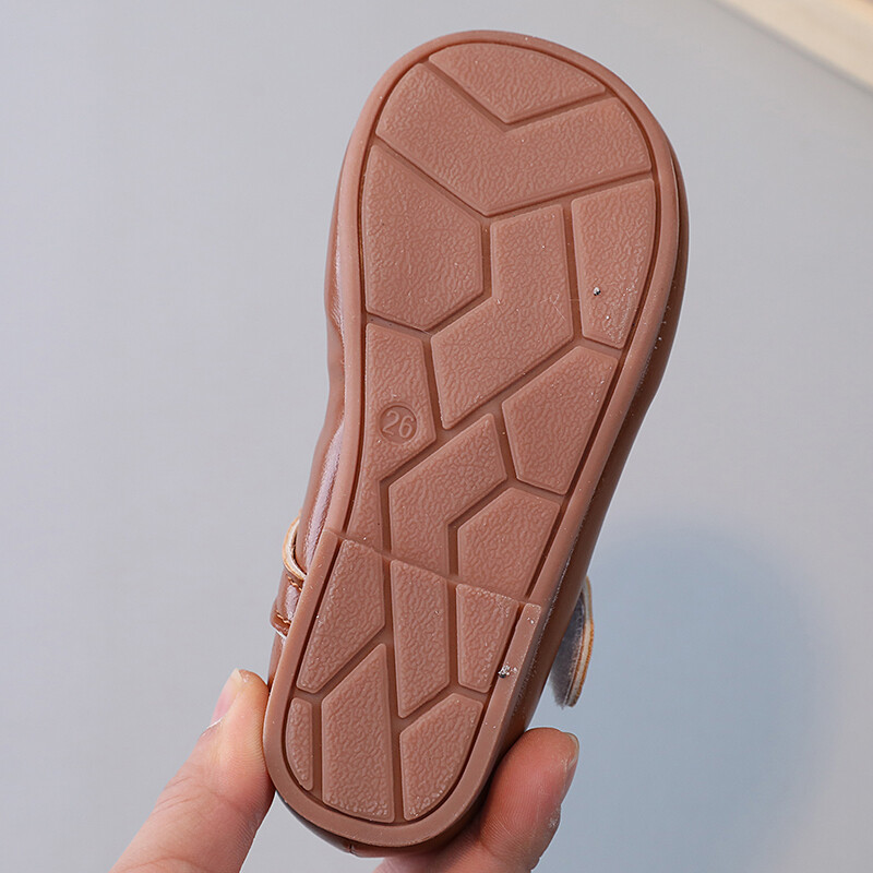 Dječje dječje jednostruke cipele Smeđe okrugle kožne cipele za dječake i djevojčice Dječje kožne cipele Jednobojne, meke neklizajuće, dječje sandale za bebe