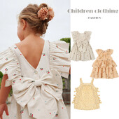 2024 Νέα χαριτωμένα φορέματα με φιόγκο για κορίτσια Καλοκαιρινή μόδα Casual μωρό φόρεμα πριγκίπισσας Παιδικά ρούχα Φόρεμα πάρτι γενεθλίων