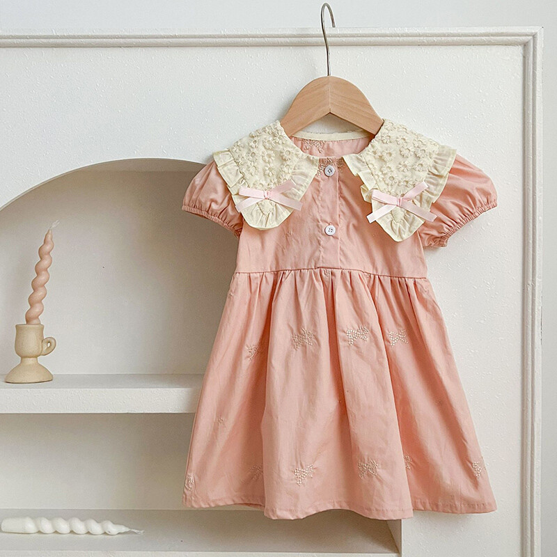 Ljetna korejska haljina za djevojčice 1-6 godina Zelena haljina za djevojčice Verzija s vezom Dječja svježa preslatka haljina princeze Elegantna haljina s mašnom