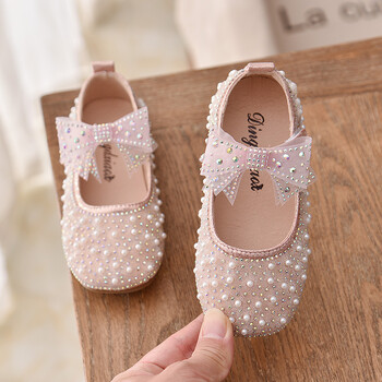 Princess Shoes For Baby Girls Party Dress Παιδικά φθινοπωρινά παπούτσια Φιόγκος Rhinestone Δερμάτινο παιδικό παπούτσι 1 2 3 4 5 6 ετών