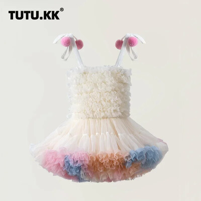 Tüdrukute Tutu kleit tüdrukutele Beebi ballileit Printsess Party Vestido Vabaaja volangidega mullifotograafia kleidid Lasteriided