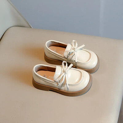 2024 Παιδικά Δερμάτινα Παπούτσια Causal Ευέλικτα Μπεζ Μαύρα Σχολικά Παπούτσια για κορίτσια Μόδα Άνοιξη Φθινόπωρο Αντιολισθητικά Παιδικά Princess Loafers