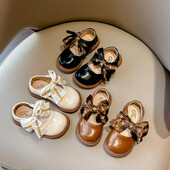 Cipele za djevojčice Ravne cipele za djevojčice s mašnom i čvorovima Cipele od meke kože za djecu Dječja obuća Cvjetne vrpce Novo za malu djecu Mary Janes H03073