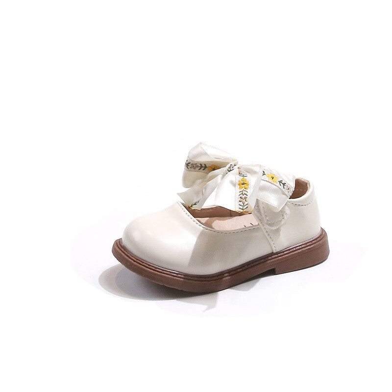 Cipele za djevojčice Ravne cipele za djevojčice s mašnom i čvorovima Cipele od meke kože za djecu Dječja obuća Cvjetne vrpce Novo za malu djecu Mary Janes H03073