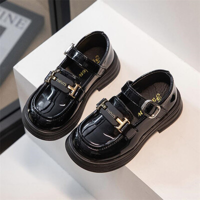 Kožne cipele u engleskom stilu za djevojčice, jesen 2023., crne kožne cipele za djevojčice, dječje jednostruke cipele s mekanim potplatom, cipele za princezu