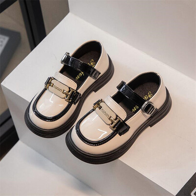 Kožne cipele u engleskom stilu za djevojčice, jesen 2023., crne kožne cipele za djevojčice, dječje jednostruke cipele s mekanim potplatom, cipele za princezu