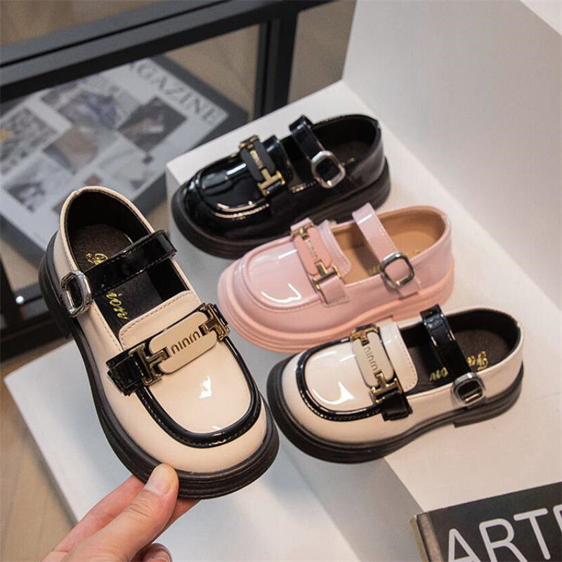 Kožne cipele u engleskom stilu za djevojčice, jesen 2023., crne kožne cipele za djevojčice, dječje jednostruke cipele s mekanim potplatom, cipele za princezu