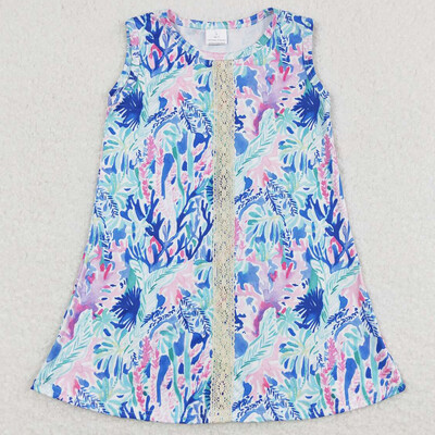 Reducere caldă rochie pentru fetițe roz, verzi, flori, funde cu volan, rochii până la genunchi, rochie de vară pentru copii mici, haine pentru copii