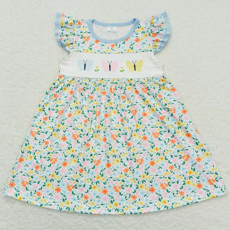 Reducere caldă rochie pentru fetițe roz, verzi, flori, funde cu volan, rochii până la genunchi, rochie de vară pentru copii mici, haine pentru copii