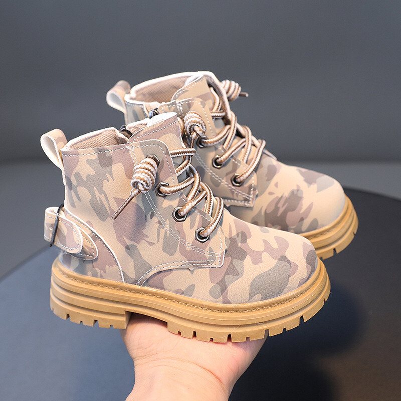 Παιδικές μπότες καμουφλάζ μόδας Νέα 2023 Φθινόπωρο Χειμώνας Παιδική μαλακή αντιολισθητική εξωτερική σόλα από καουτσούκ Μποτάκια για αγόρια για κορίτσια casual παπούτσια