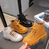 Lastejalatsid Uued 2024. aasta moodsad nahast mugavad laste lühikesed saapad Sügistalv Poistele Sport Jooksvad Tüdrukutele Vabaaja lumesaapad