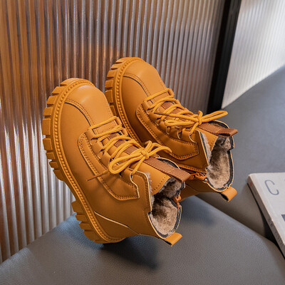 Lastejalatsid Uued 2024. aasta moodsad nahast mugavad laste lühikesed saapad Sügistalv Poistele Sport Jooksvad Tüdrukutele Vabaaja lumesaapad