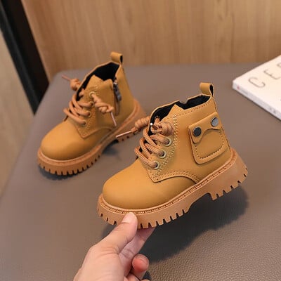 Candy Color Mudilasaapad Tüdrukutele Lastejalatsid Beež Must Kollane Kevad Sügis Lastejalatsid Poistele Botas Platvorm Lühikesed Saapad G11094