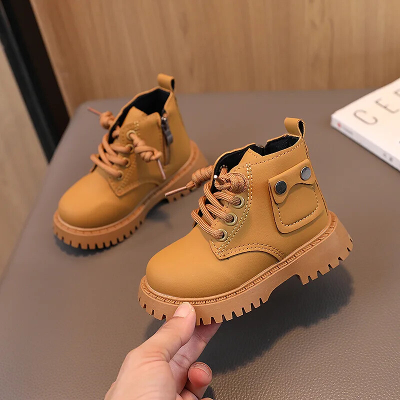 Candy Color Mudilasaapad Tüdrukutele Lastejalatsid Beež Must Kollane Kevad Sügis Lastejalatsid Poistele Botas Platvorm Lühikesed Saapad G11094