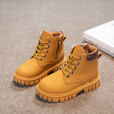 Cizme de iarnă pentru copii Pantofi din piele Modă Cizme scurte calde pentru copii Moda Anti-alunecare Băieți Pantofi studenți Cizme scurte în aer liber