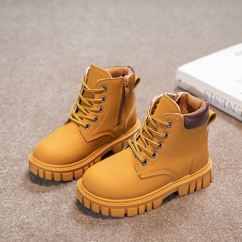 Cizme de iarnă pentru copii Pantofi din piele Modă Cizme scurte calde pentru copii Moda Anti-alunecare Băieți Pantofi studenți Cizme scurte în aer liber