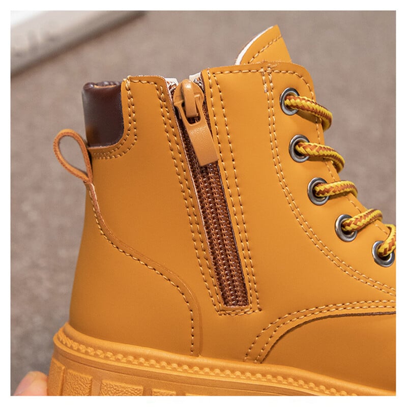 Cizme de iarnă pentru copii Pantofi din piele Modă Cizme scurte calde pentru copii Moda Anti-alunecare Băieți Pantofi studenți Cizme scurte în aer liber