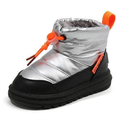 Soojad lastesaapad Talvised Uued Tüdrukutele Poistele Lühikesed Lumesaapad Moodsad Lihtsad Õuesaapad, Mugavad Lastele Palus puuvillased kingad Suurus 26-37