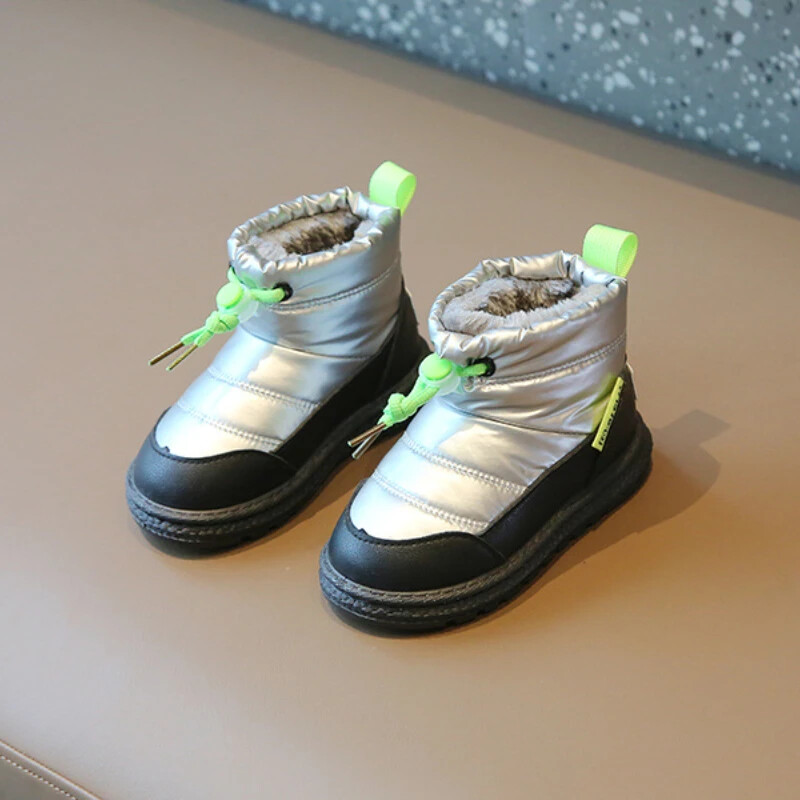 Soojad lastesaapad Talvised Uued Tüdrukutele Poistele Lühikesed Lumesaapad Moodsad Lihtsad Õuesaapad, Mugavad Lastele Palus puuvillased kingad Suurus 26-37