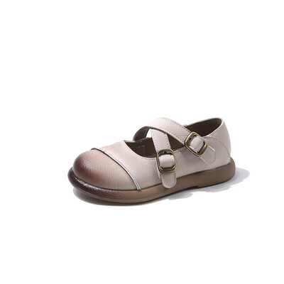 Kožna cipela za djevojčice Patchwork Jednostavne dječje ravne cipele s mekim potplatom Dječja modna školska obuća za hodanje Kauzalne svestrane cipele s kukom