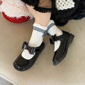 Παιδικά δερμάτινα παπούτσια γυαλιστερό PU παπιγιόν Μαύρα σχολικά παπούτσια για σχολικές επιδόσεις Παιδική μόδα Princess Causal Flat παπούτσια