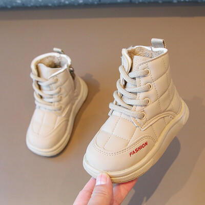 Μόδα χειμερινές μπότες 2023 για παιδιά μονόχρωμες, ζεστές παιδικές μπότες εξωτερικού χώρου, βαμβακερές μπότες ευέλικτο Boy girl Causal Ankle Boot