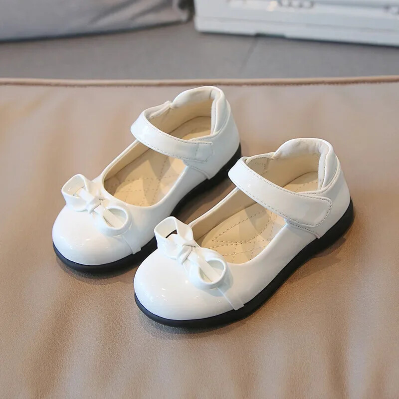 Djevojčice Crne kožne cipele za vjenčanje Back to School Ravne cipele za djecu Mary Janes s leptir mašnom Princeza Slatka plitka dječja novo