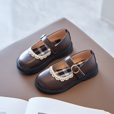 Tüdrukute printsessi nahast kingad lastele magusa pitsiga tantsukingad 2024, uued pehme tallaga tüdrukute Mary Jane'i esinemiskingad.