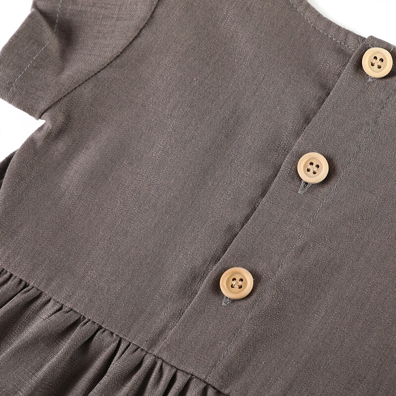 Ruffkids vabaaja linane puuvillane laste kleidid puhkeriided lihtsad lühikeste varrukatega sinine midi puhkuse suvekleit tüdrukutele