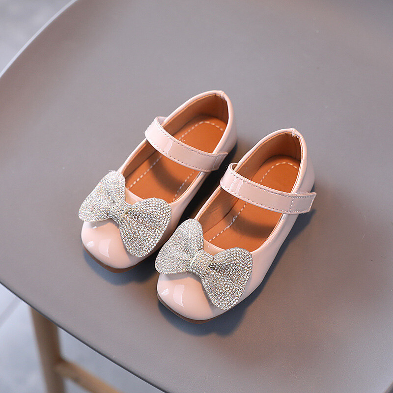 Нови обувки за принцеса за малко момиченце, бебешки панделки, лачени обувки с кристали, модни детски парти обувки, равни обувки, ежедневни обувки G854
