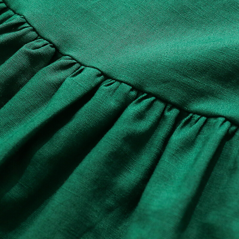 2024. aasta suvi uus tüdrukute linane kleit Retro Literary puuvillane ja linane lühikeste varrukatega plisseeritud kleidid lasteriided