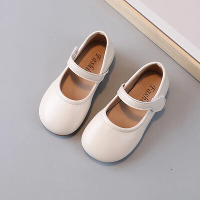 Tüdrukute nahkjalatsid peole, väikelapsed, suured lapsed, printsesimood 2024, kevad-sügis šikk Lihtsad klassikalised lamedad pehmed kingad