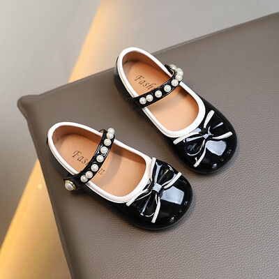 Tüdrukute nahast jalatsid, libisemiskindlad pehme tallaga pärlmutrid, kevadised ja sügisesed PU tüdrukute vabaaja nahast kingad Sandalias De Mujer